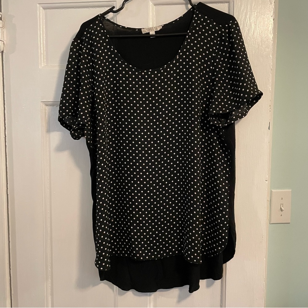 Spense Black and White Polka Dot Blouse